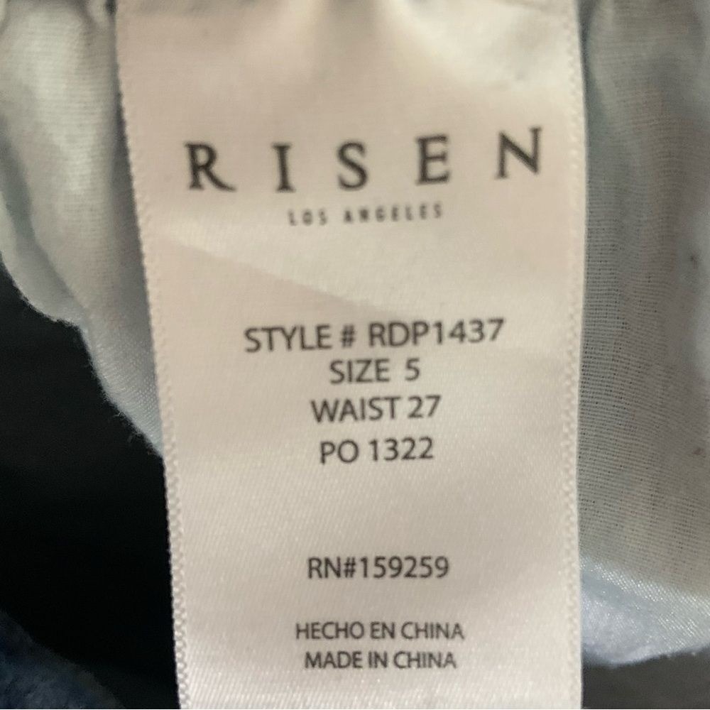 RISEN JEANS High Rise Distressed Raw Hem Straight Leg Jeans Size 5 / 27 - Picture 12 of 16